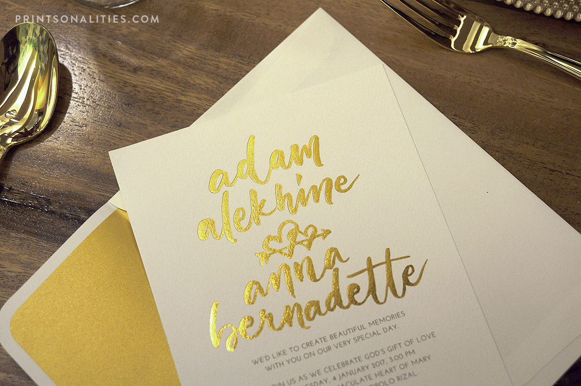 Gold foil wedding invitation